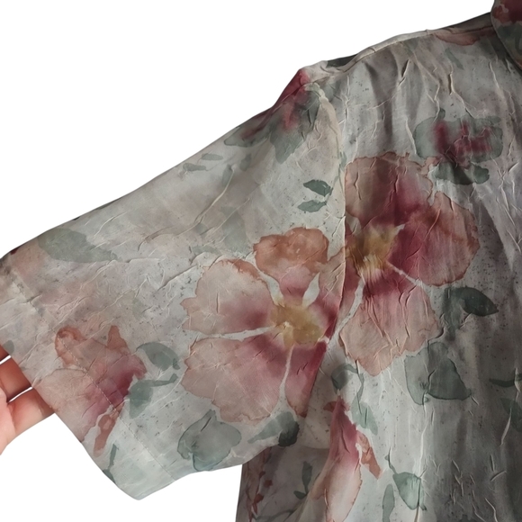 Alfred Dunner Blouse Women's Multicolor Floral Print Shortsleeve Button Up Sz 16 - Picture 5 of 8